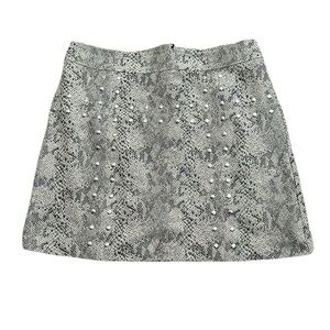 Barlll beige black studs snake print mini skirt size medium